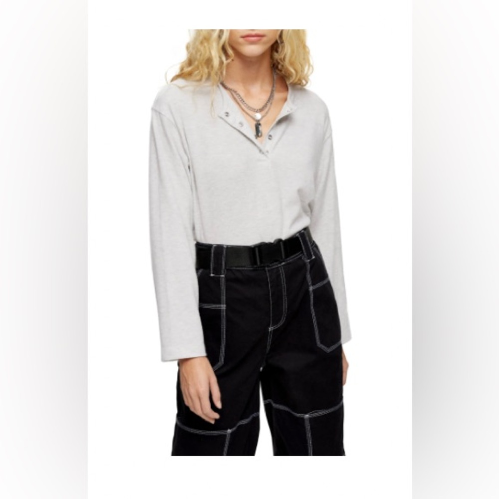 Topshop Granddad Ribbed Top